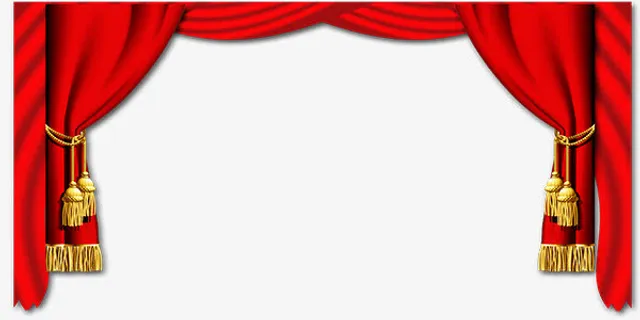 春节红色舞台帘子免抠