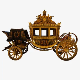 金色质感装饰马车设计图免抠