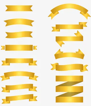 金色彩带标题框免抠