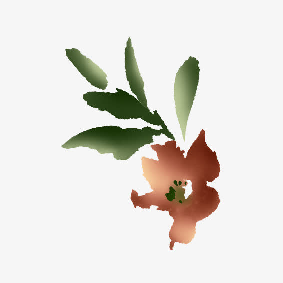 手绘绿色鲜花免抠