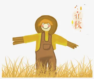 立秋稻草人麦田水稻丰收收割农民免抠