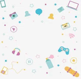 彩色漂浮娱乐花纹免抠