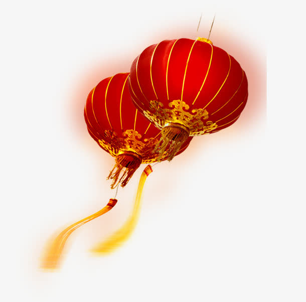 红色手绘中式灯笼免抠