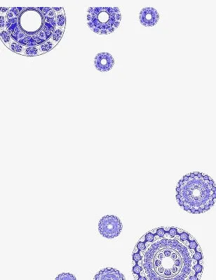 青花瓷对角花图案免抠