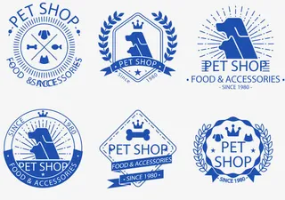 6款水彩宠物店标志免抠
