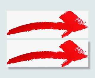 红色手绘箭头痕迹免抠