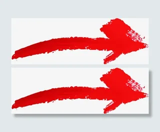 红色手绘箭头痕迹免抠