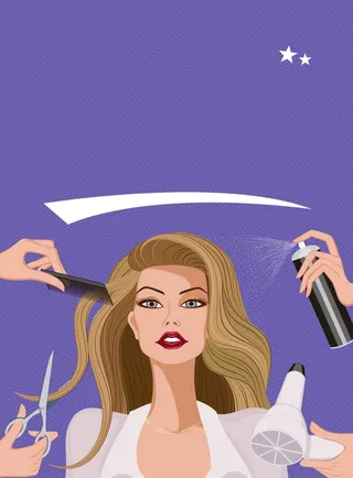 手绘品牌美发店宣传海报背景模板高清