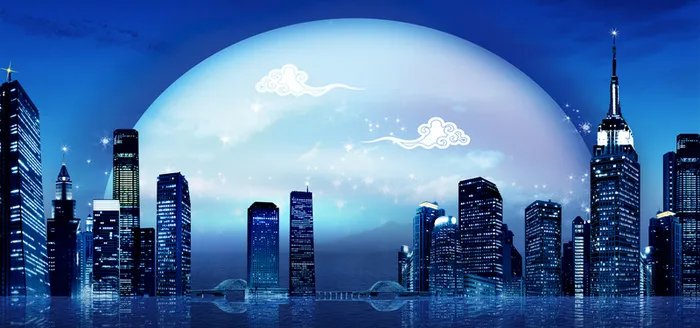 中秋节城市夜景banner创意设计高清