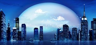 中秋节城市夜景banner创意设计高清