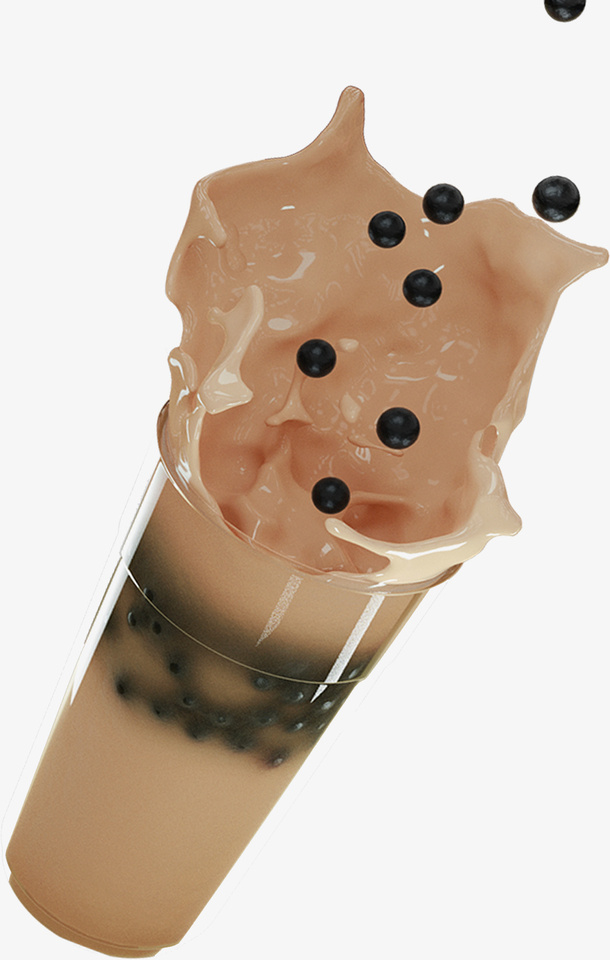溅射珍珠奶茶免抠