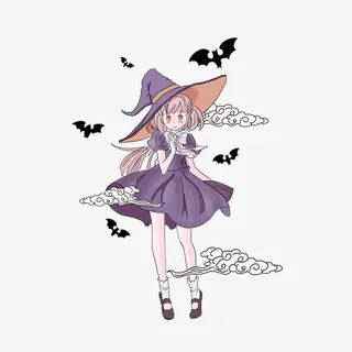 万圣节手绘小魔女免抠