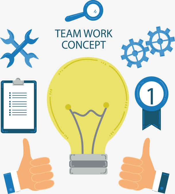 灯泡点赞商务海报免抠