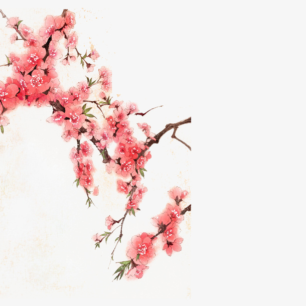 手绘唯美落花设计素材免抠