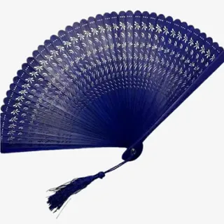 深蓝色折扇免抠