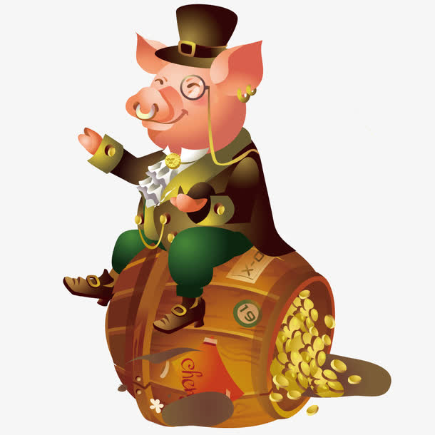金币桶上的猪免抠