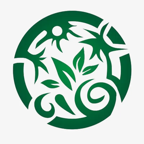 圆形树叶有趣简约园林logo免抠