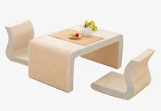 原色亚麻案桌免抠