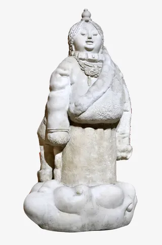 矢量雕塑吉祥三宝女童免抠