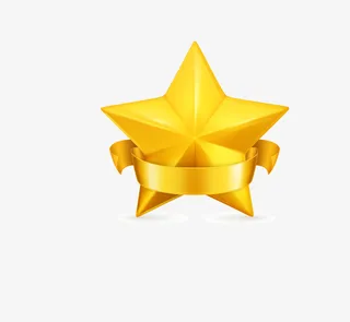 手绘创意金色五角星免抠