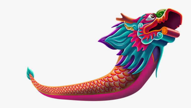 手绘的龙舟免抠