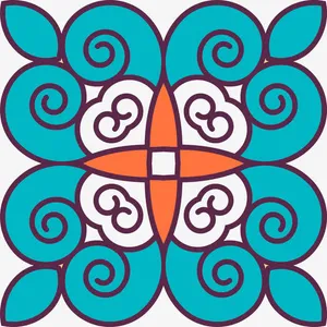 蓝色民族风花纹免抠