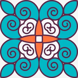 蓝色民族风花纹免抠