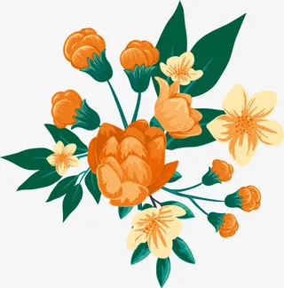 夏日海报矢量图手绘花朵免抠