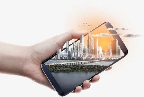 创意手机城市建筑画面免抠