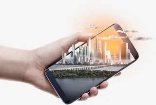 创意手机城市建筑画面免抠