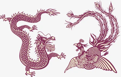 矢量手绘龙凤呈祥免抠