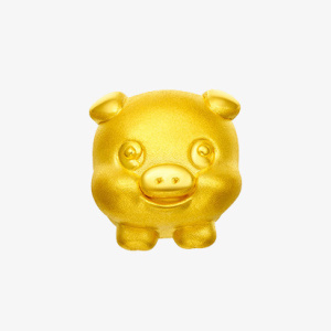 周大福十二生肖猪猪黄金转运珠免抠