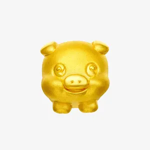 周大福十二生肖猪猪黄金转运珠免抠