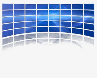 蓝色曲面电视墙免抠