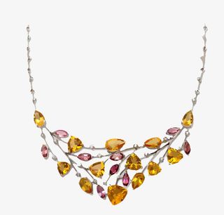 黄色宝石珠宝项链免抠