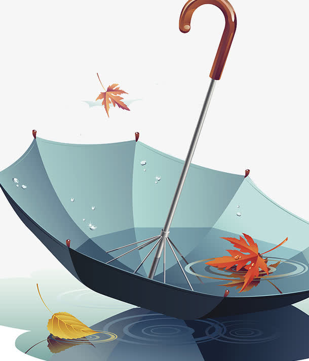 金秋枫叶雨伞免抠