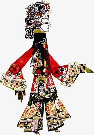 皮影戏女人中秋素材免抠