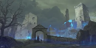 手绘动漫插画古堡免抠