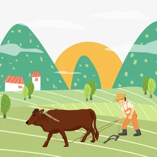 春耕牛耕田颜免抠