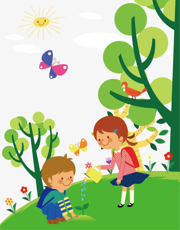 植树矢量图免抠