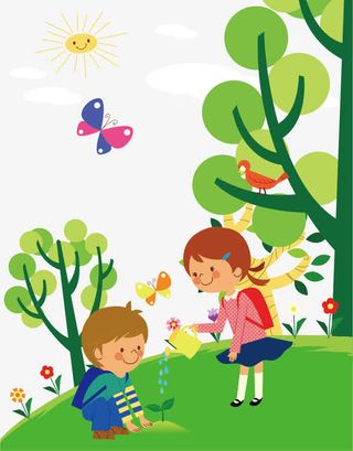 植树矢量图免抠