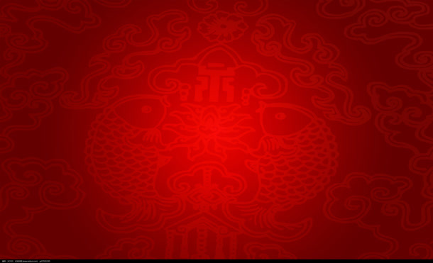 红色双鱼喜庆花纹免抠