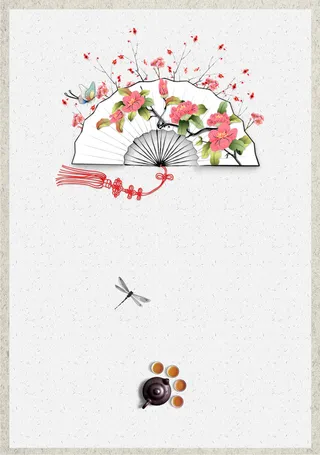 中式创意插画茶文化宣传背景素材高清