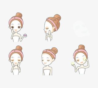 正在贴面膜的小女孩免抠