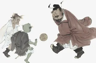 古人蹴鞠国画图免抠