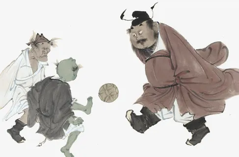 古人蹴鞠国画图免抠 古人蹴鞠国画图免抠