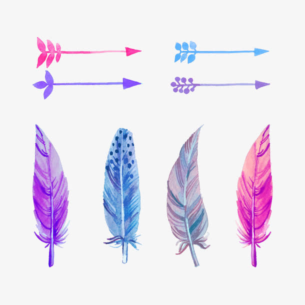 水彩羽毛矢量图免抠