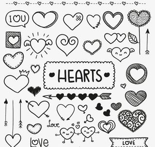 多种手绘爱心免抠