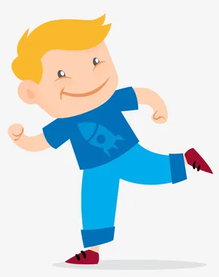 手绘卡通跑步的男孩免抠