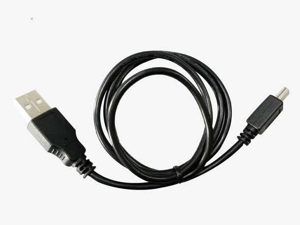 电子配件黑色链接线免抠